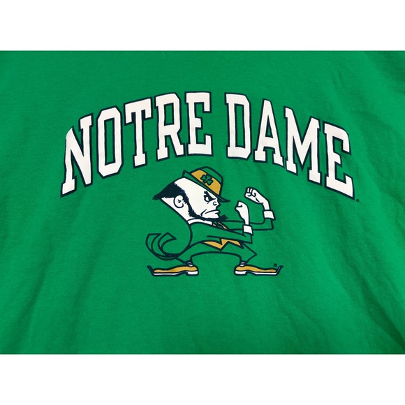 Champion Notre Dame Fighting Irish Green Graphic T-Shirt Mens XL Leprechaun Logo - Picture 2 of 7